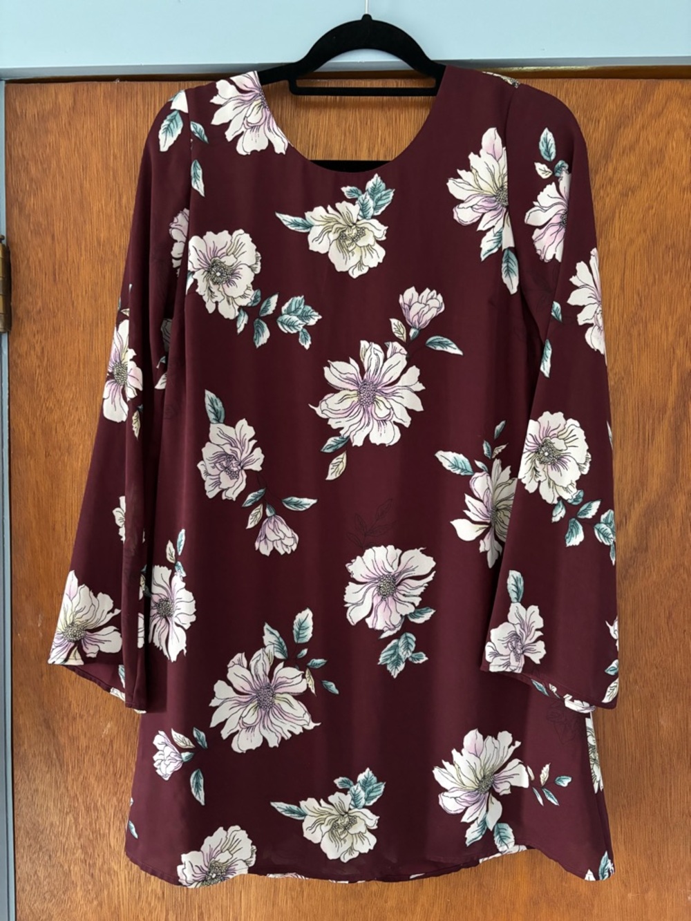 Maroon Floral Mini Dress Size M